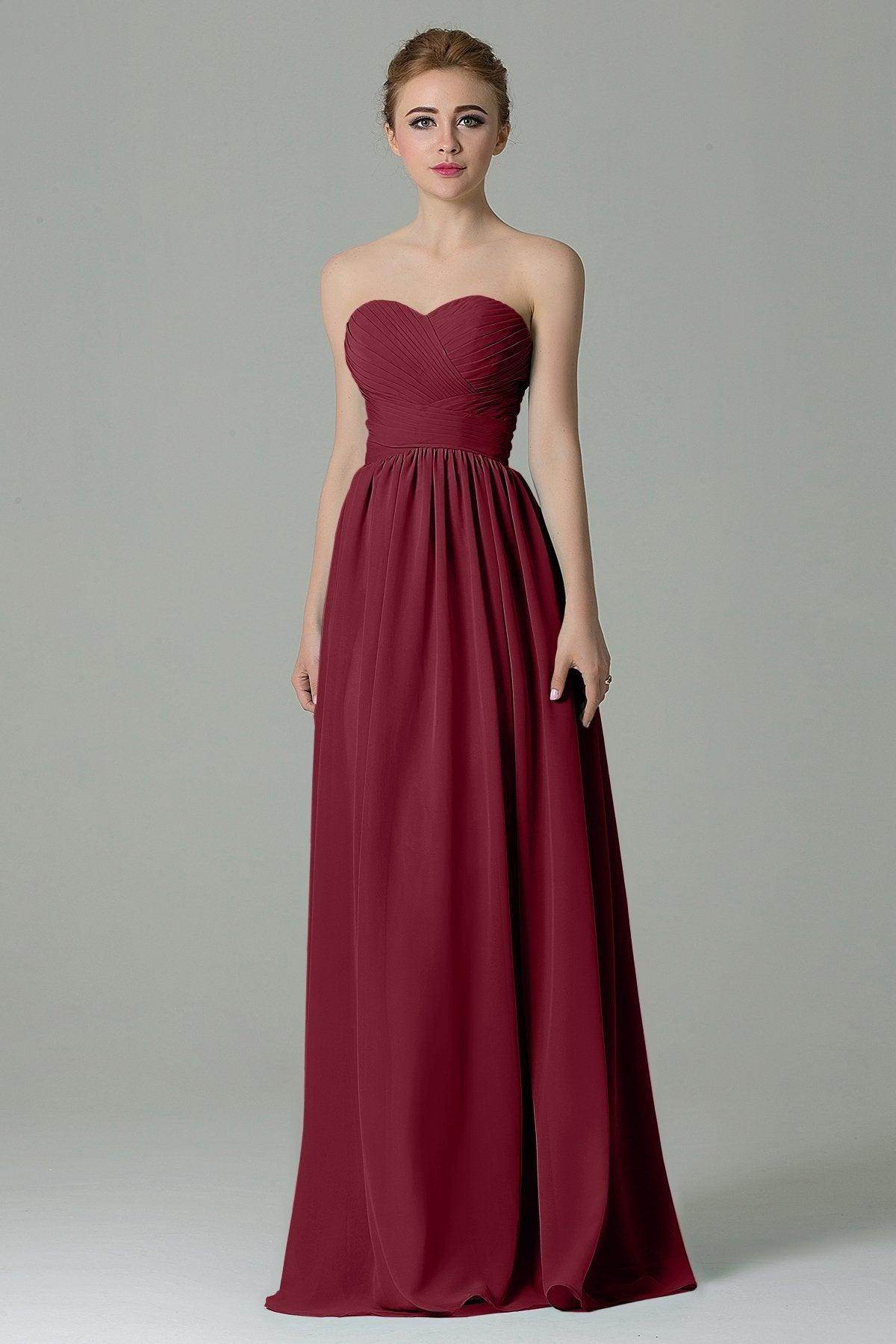 Sheath Floor Length Chiffon Bridesmaid Dress COZF1500C - COCOMELODY